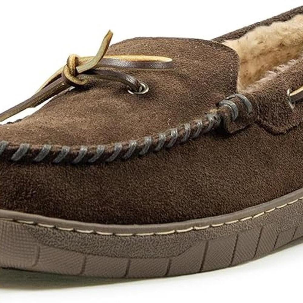 Ariat Mens Harrison Moccasin Slippers Suede Dark Brown Size 7 New Faux Fur